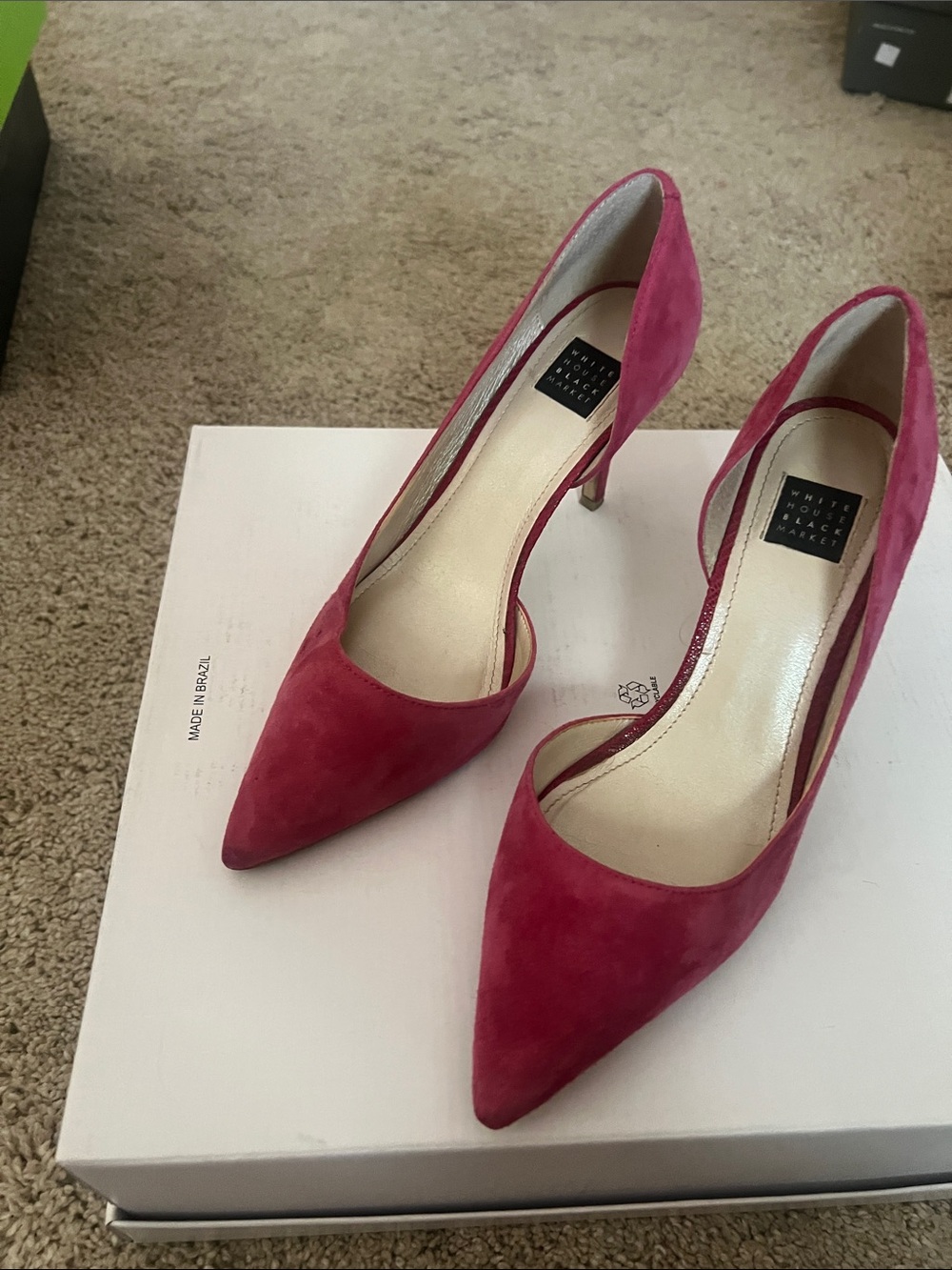 White House Black Market Fuchsia Suede D’Orsay Pointed-Toe Pumps
